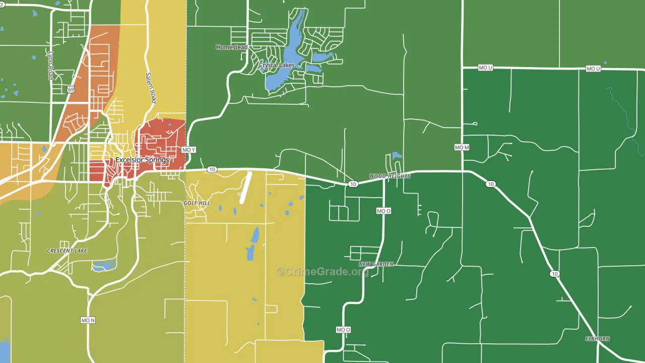 Crystal Lakes, MO Map of Drug-Related Crime Rates