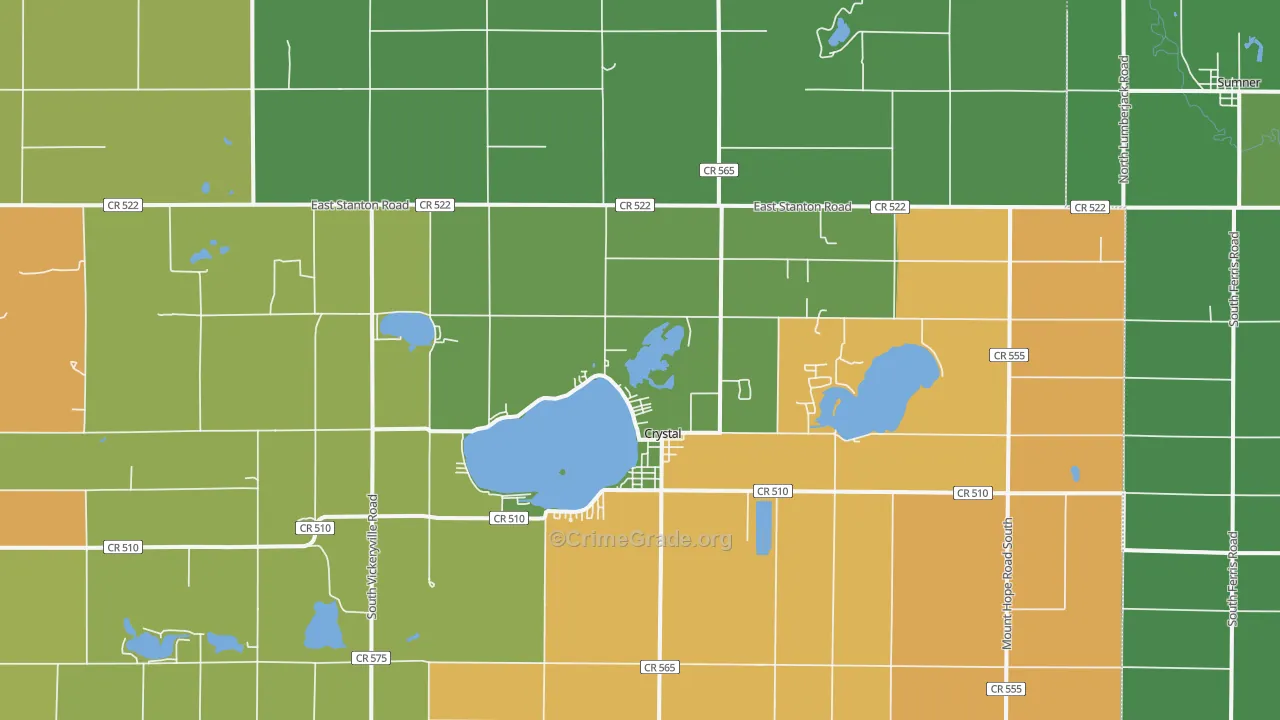 Crystal, MI Map of Drug-Related Crime Rates
