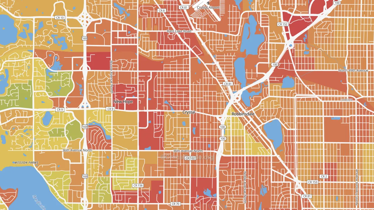Crystal, MN Map of Drug-Related Crime Rates