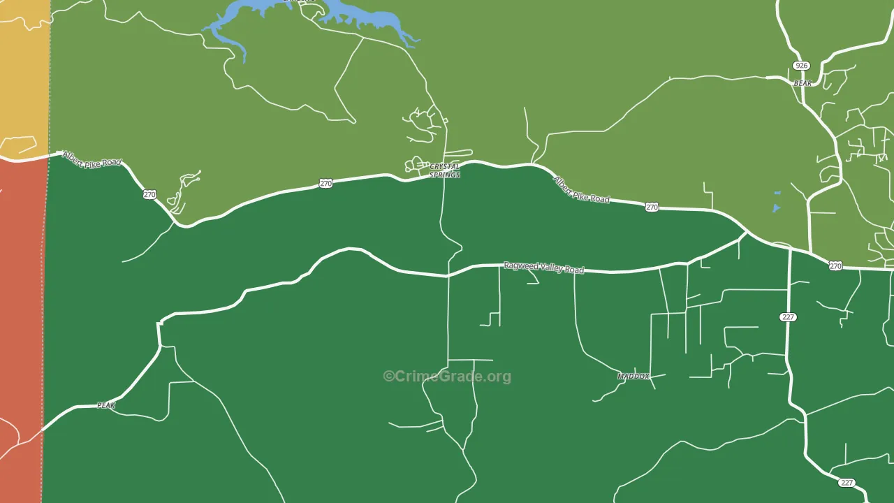 Crystal Springs, AR Map of Drug-Related Crime Rates