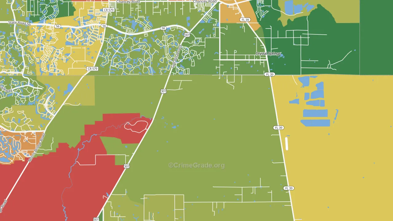 Crystal Springs, FL Map of Drug-Related Crime Rates