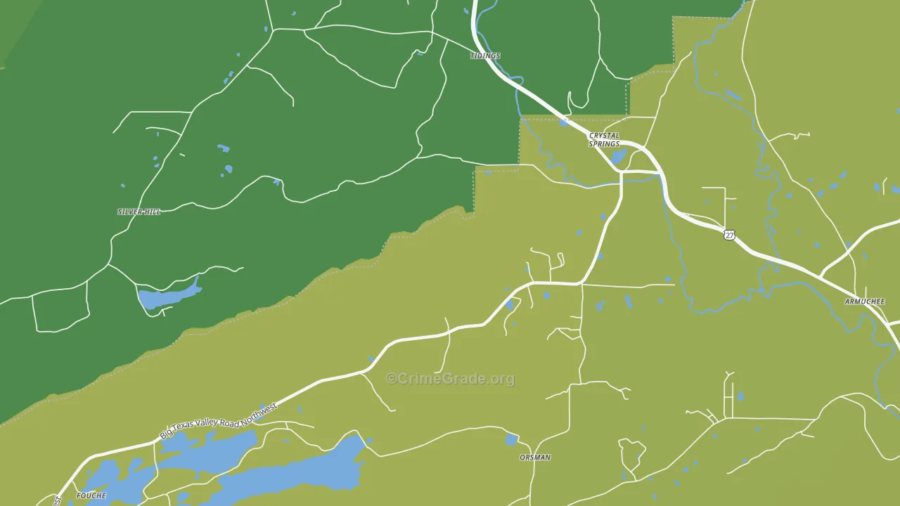 Crystal Springs, GA Map of Drug-Related Crime Rates
