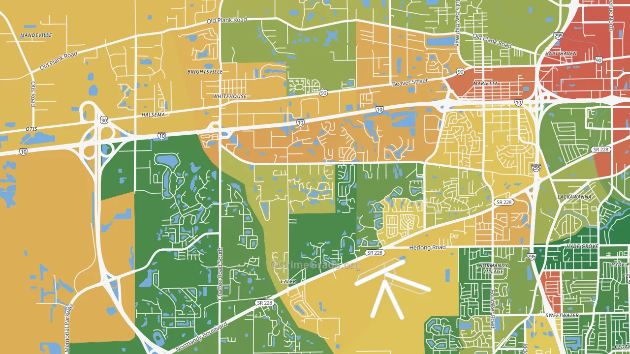 Crystal Springs, Jacksonville, FL Map of Drug-Related Crime Rates