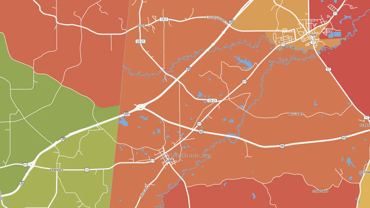Cuba, AL Map of Drug-Related Crime Rates