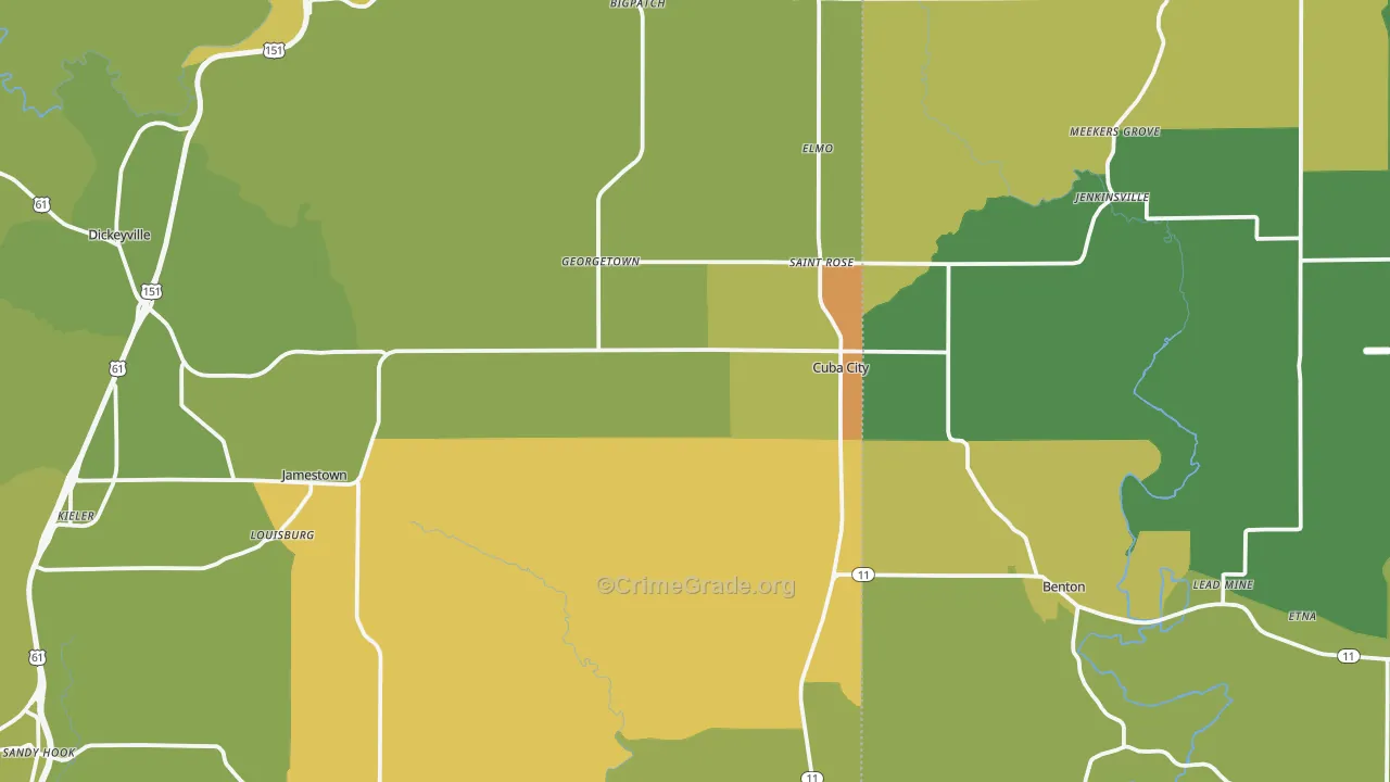 Cuba City, WI Map of Drug-Related Crime Rates