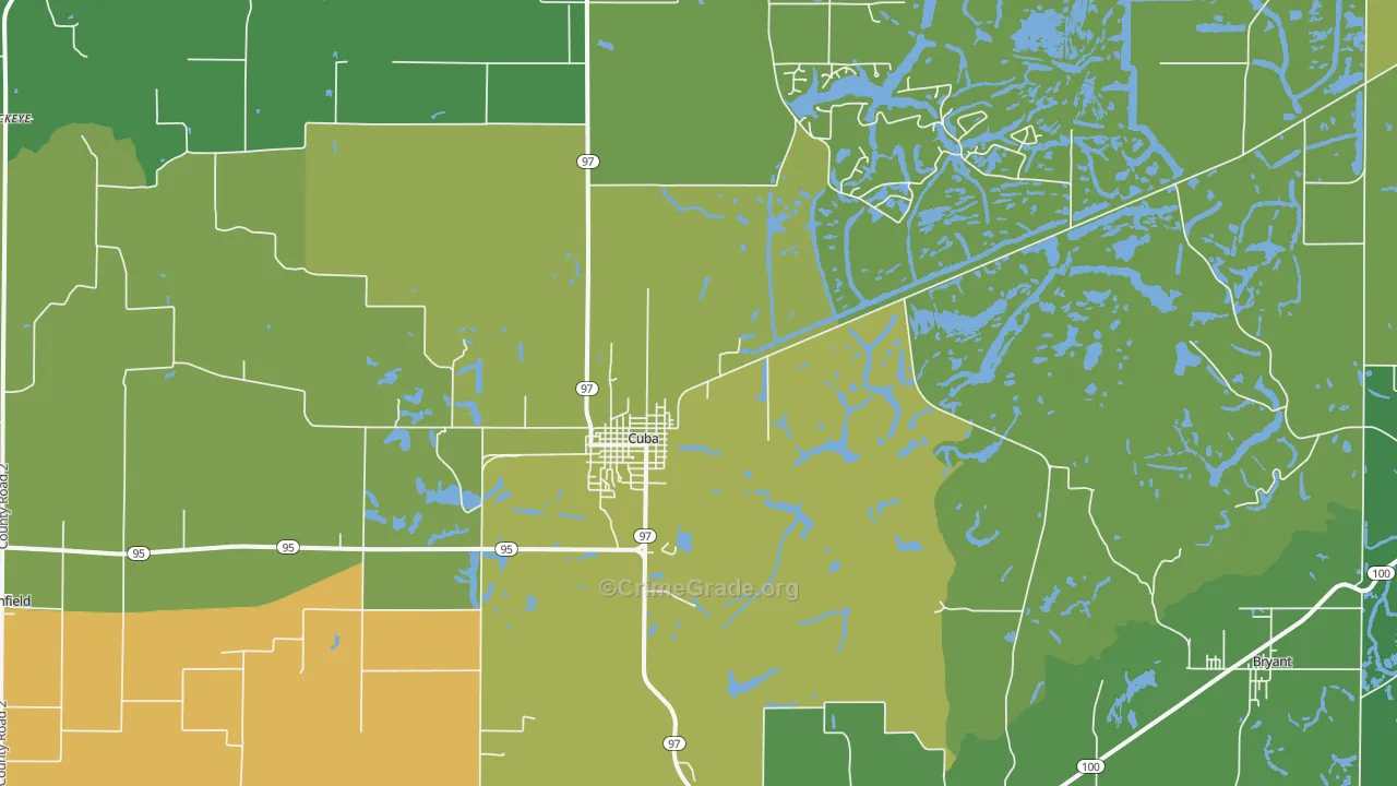 Cuba, IL Map of Drug-Related Crime Rates
