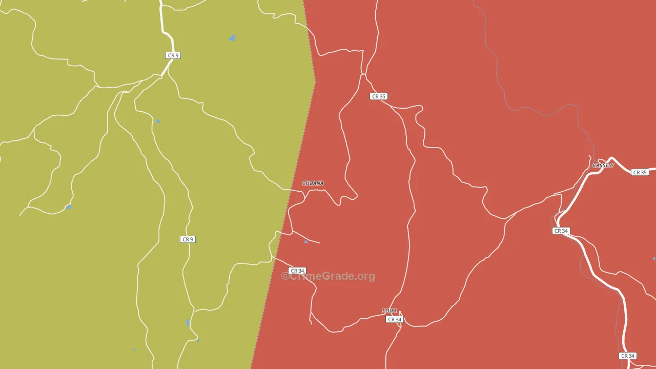 Cubana, WV Map of Drug-Related Crime Rates