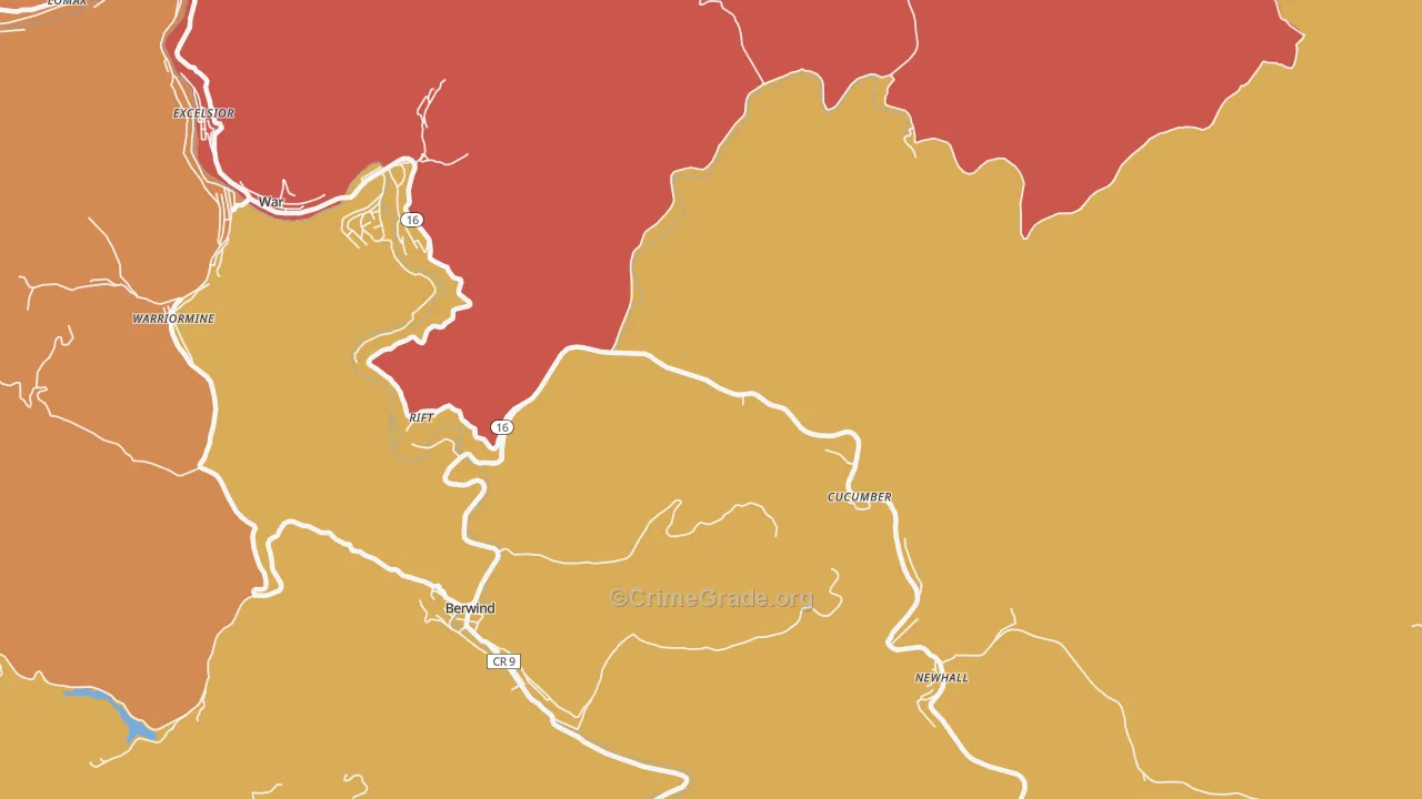 Cucumber, WV Map of Drug-Related Crime Rates