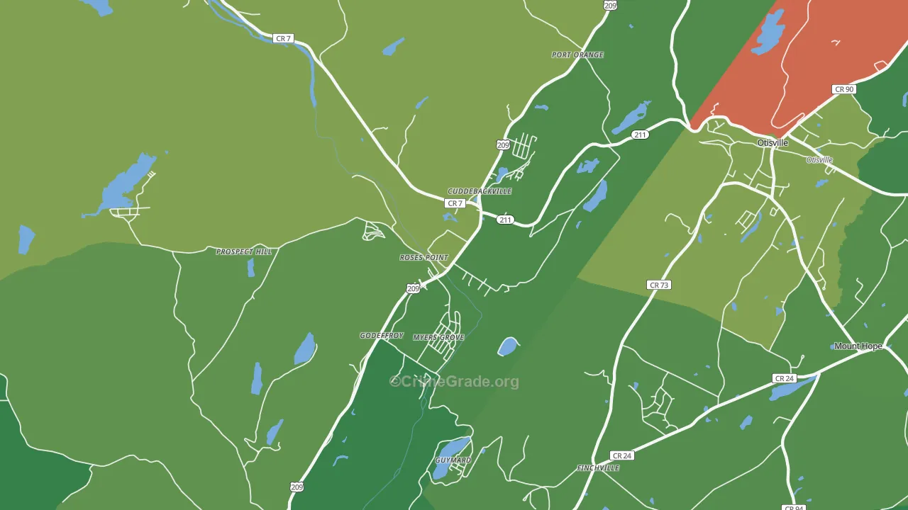 Cuddebackville, NY Map of Drug-Related Crime Rates