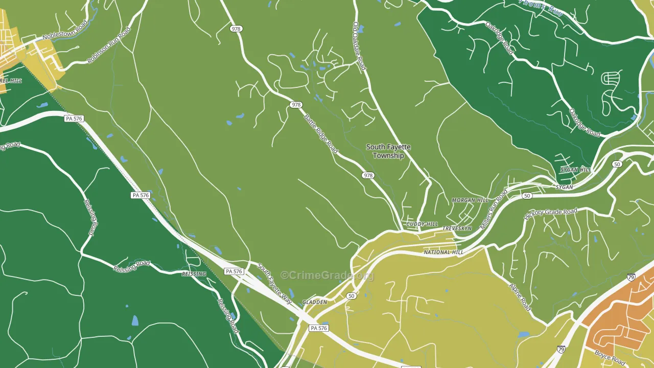 Cuddy, PA Map of Drug-Related Crime Rates