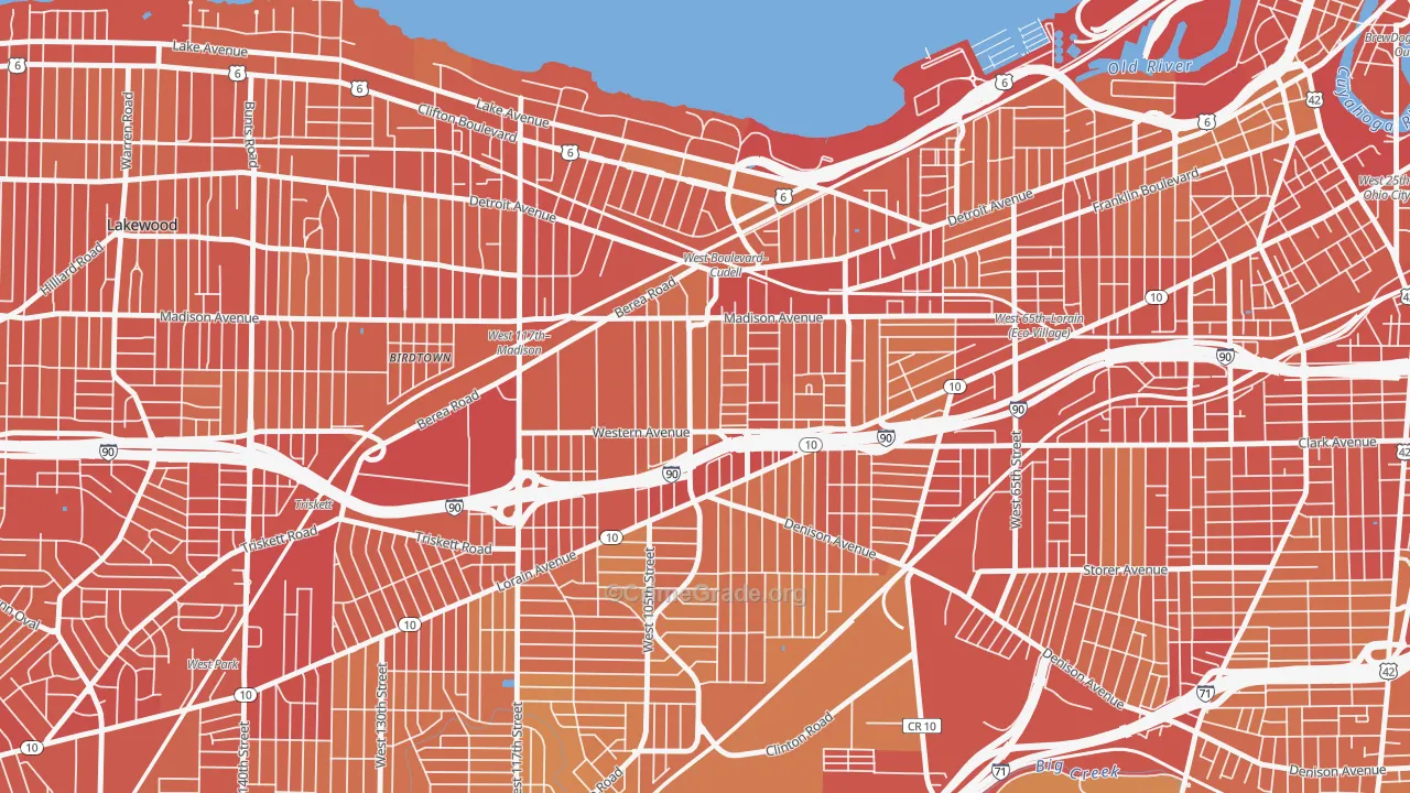 Cudell, Cleveland, OH Map of Drug-Related Crime Rates