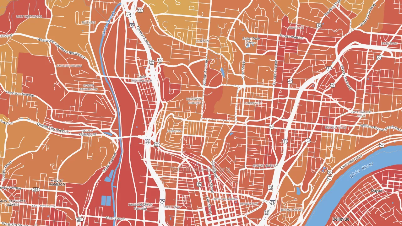Cuf, Cincinnati, OH Map of Drug-Related Crime Rates