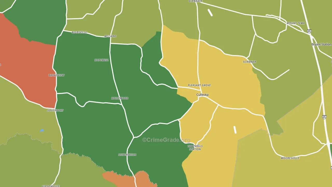 Culleoka, TN Map of Drug-Related Crime Rates