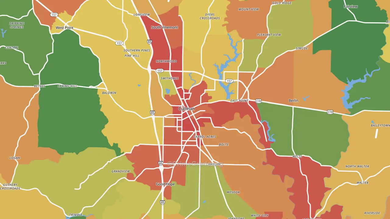 Cullman, AL Map of Drug-Related Crime Rates