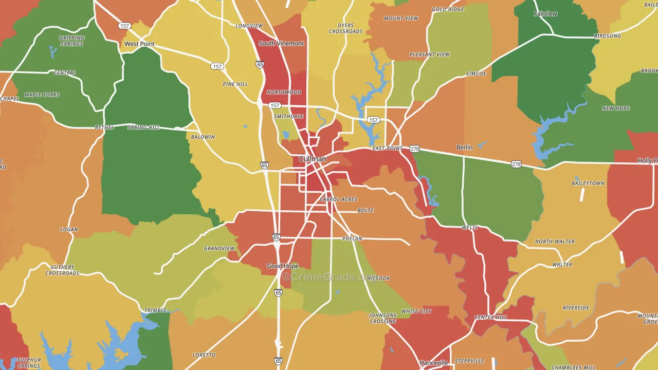 Cullman County, AL Map of Drug-Related Crime Rates