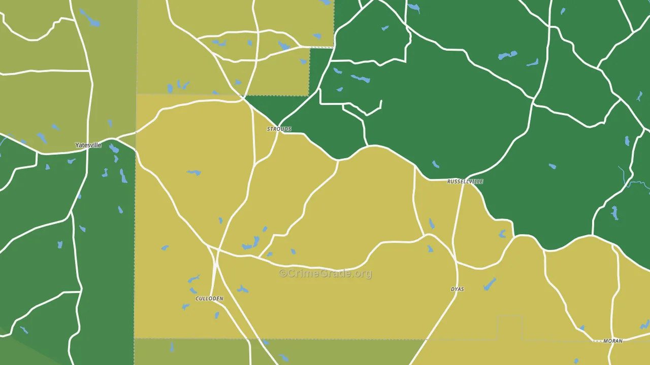 Culloden, GA Map of Drug-Related Crime Rates