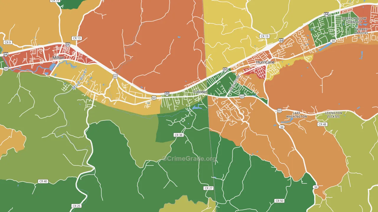 Culloden, WV Map of Drug-Related Crime Rates