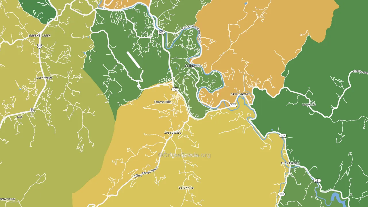 Cullowhee, NC Map of Drug-Related Crime Rates