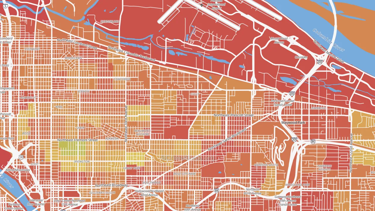 Cully, Portland, OR Map of Drug-Related Crime Rates