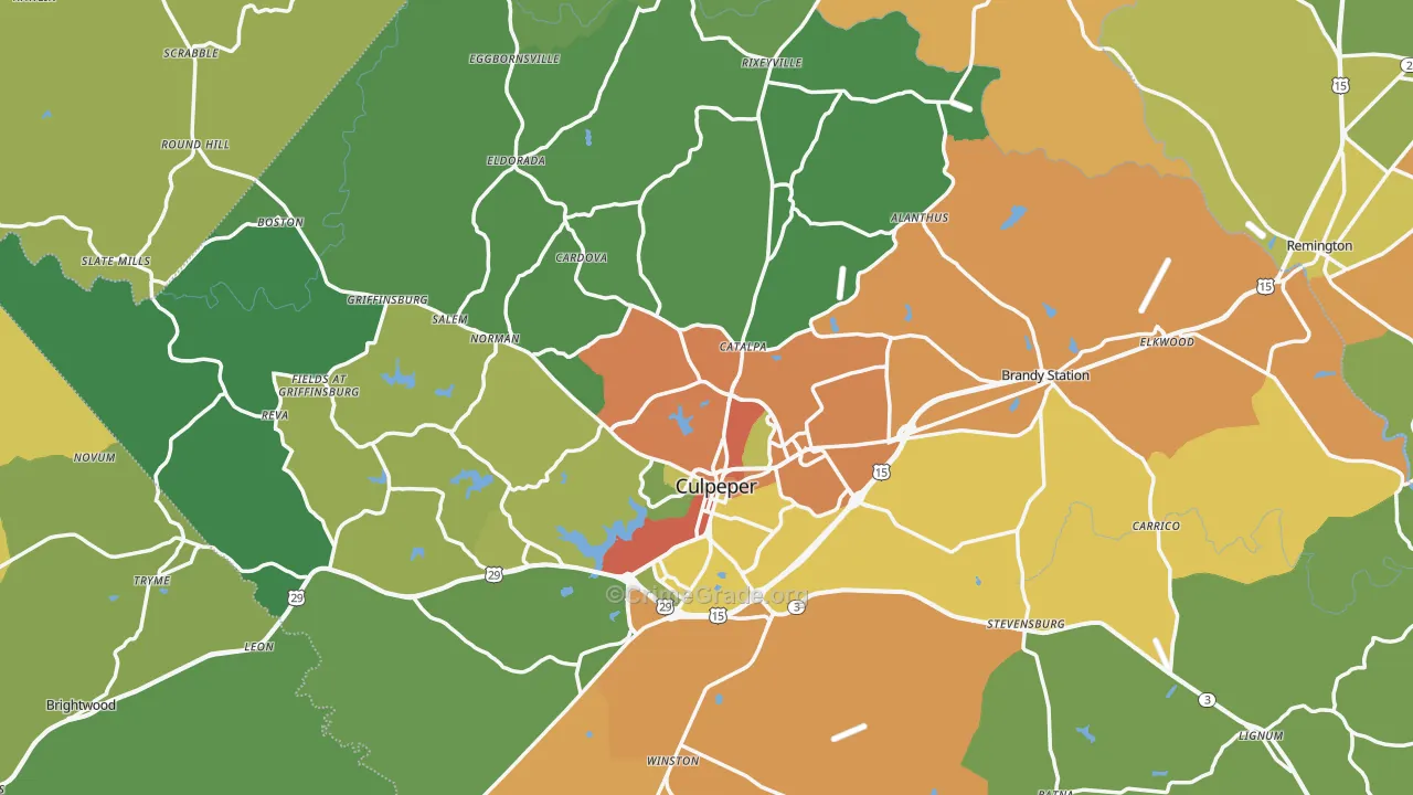Culpeper County, VA Map of Drug-Related Crime Rates