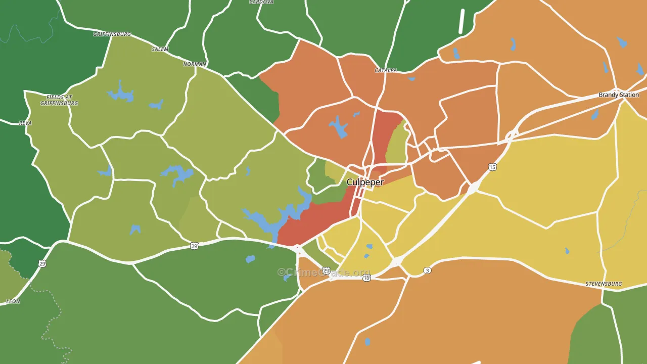 Culpeper, VA Map of Drug-Related Crime Rates