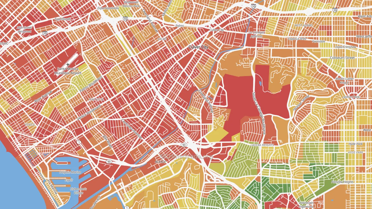 Culver City, CA Map of Drug-Related Crime Rates