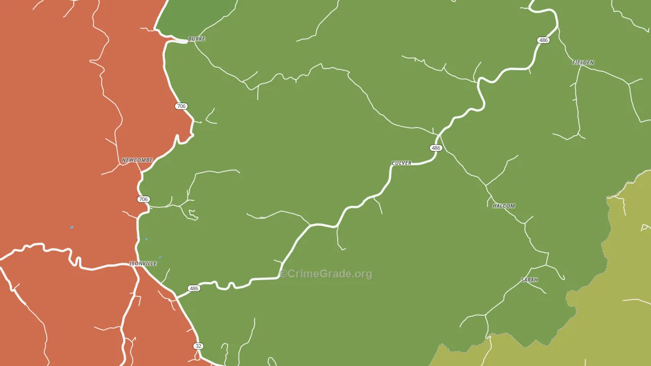 Culver, KY Map of Drug-Related Crime Rates