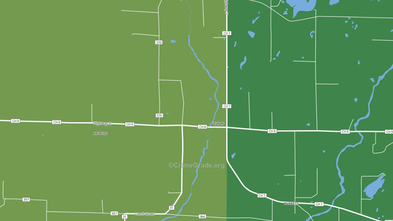 Culver, MN Map of Drug-Related Crime Rates
