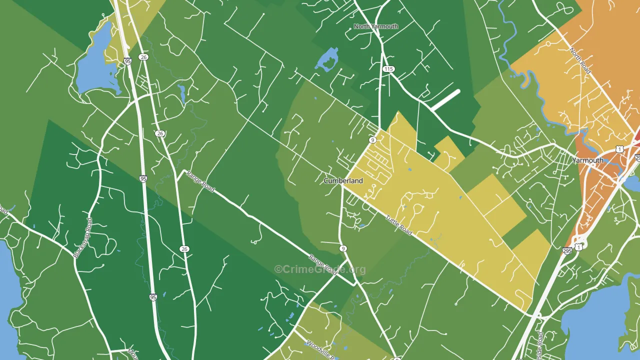 Cumberland Center, ME Map of Drug-Related Crime Rates