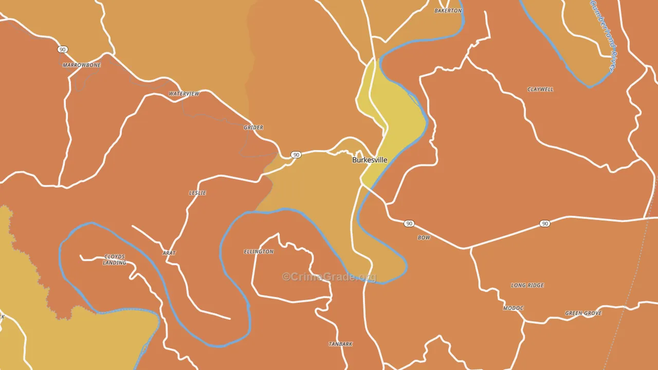Cumberland County, KY Map of Drug-Related Crime Rates