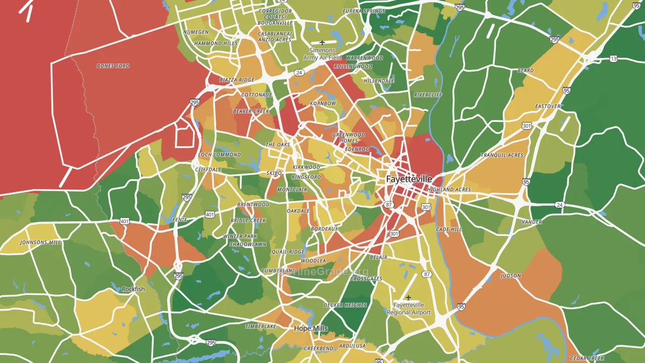 Cumberland County, NC Map of Drug-Related Crime Rates