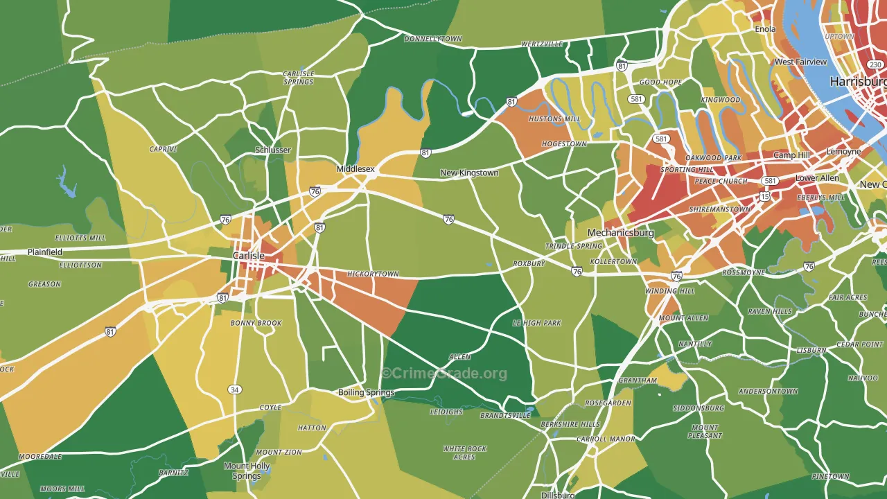 Cumberland County, PA Map of Drug-Related Crime Rates