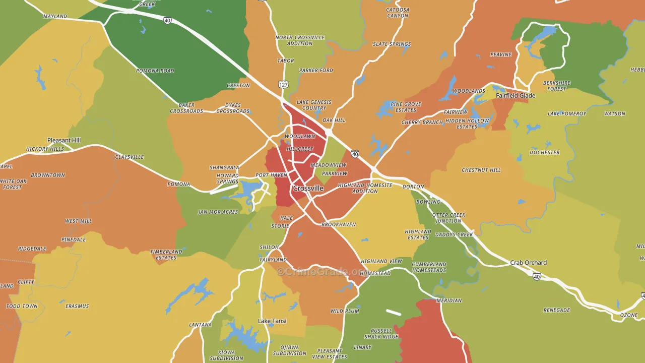 Cumberland County, TN Map of Drug-Related Crime Rates