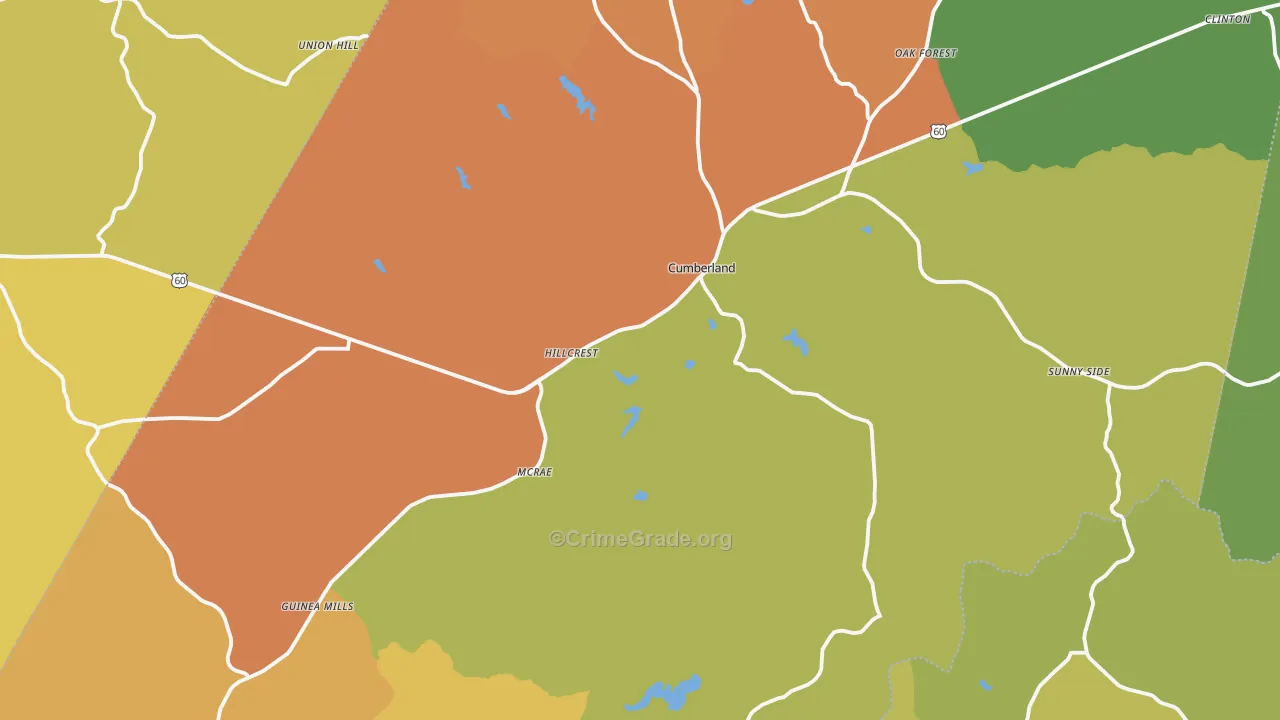 Cumberland County, VA Map of Drug-Related Crime Rates
