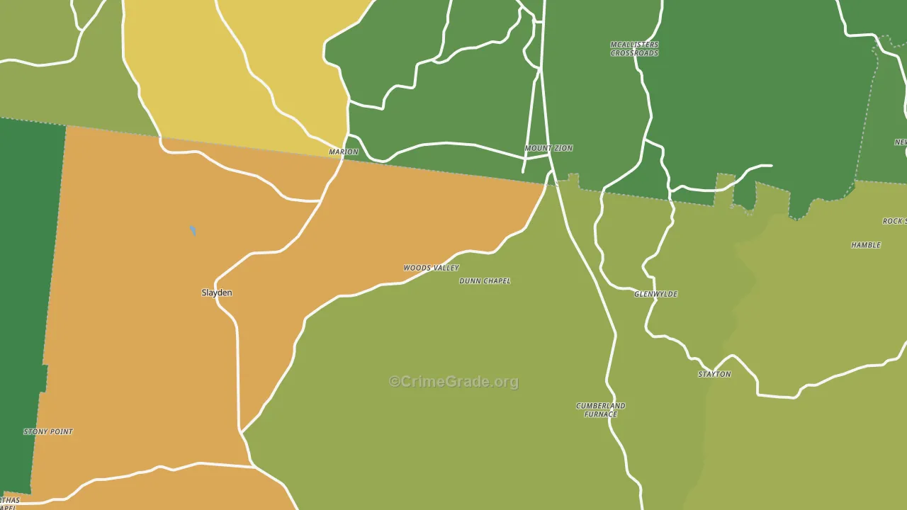 Cumberland Furnace, TN Map of Drug-Related Crime Rates