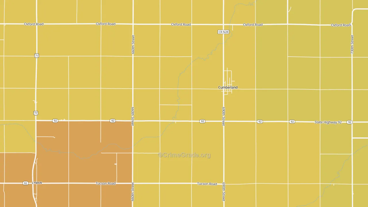 Cumberland, IA Map of Drug-Related Crime Rates