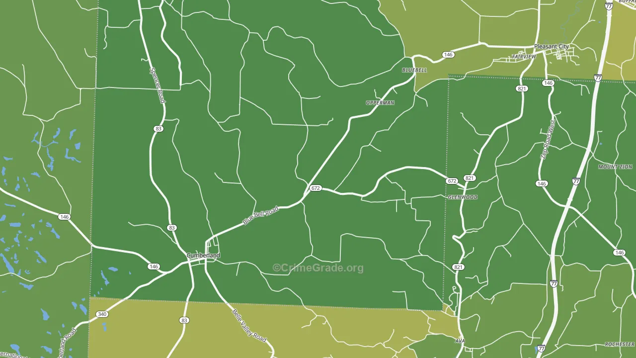 Cumberland, OH Map of Drug-Related Crime Rates