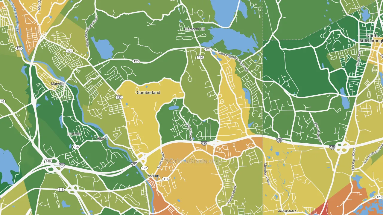 Cumberland, RI Map of Drug-Related Crime Rates