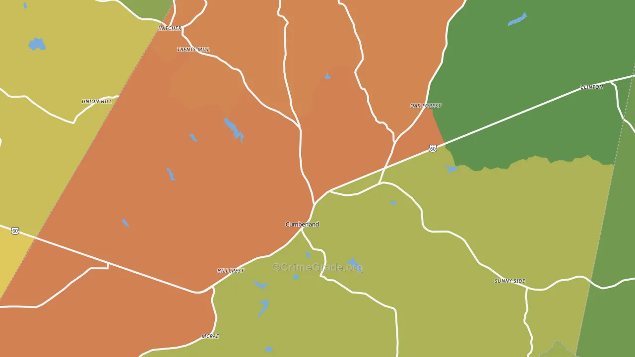 Cumberland, VA Map of Drug-Related Crime Rates