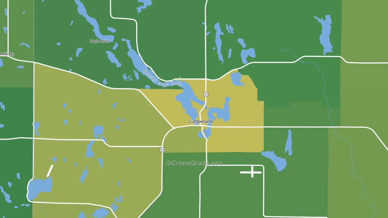 Cumberland, WI Map of Drug-Related Crime Rates
