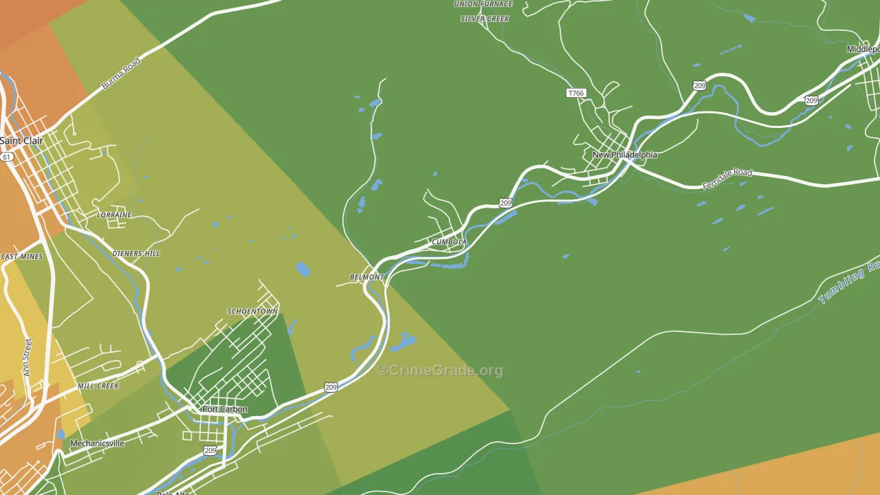 Cumbola, PA Map of Drug-Related Crime Rates