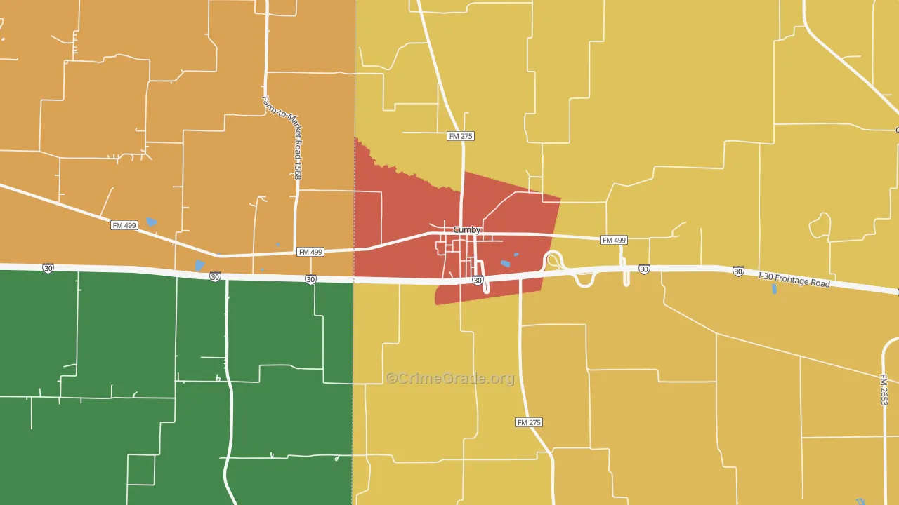 Cumby, TX Map of Drug-Related Crime Rates