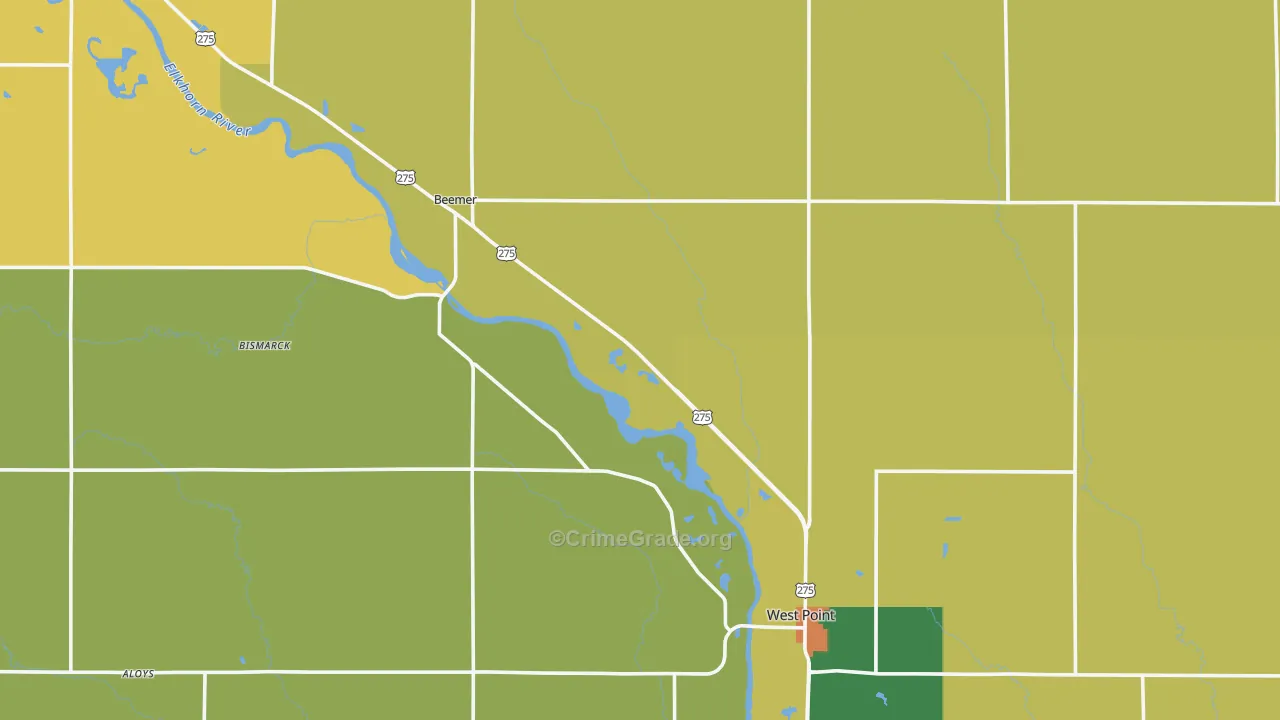Cuming County, NE Map of Drug-Related Crime Rates