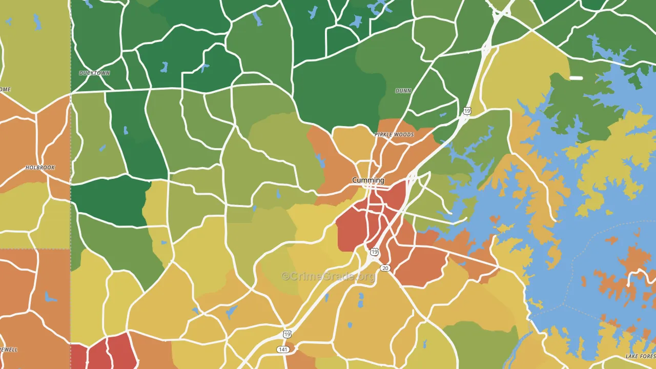 Cumming, GA Map of Drug-Related Crime Rates