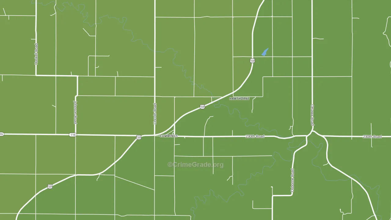 Cummings, KS Map of Drug-Related Crime Rates