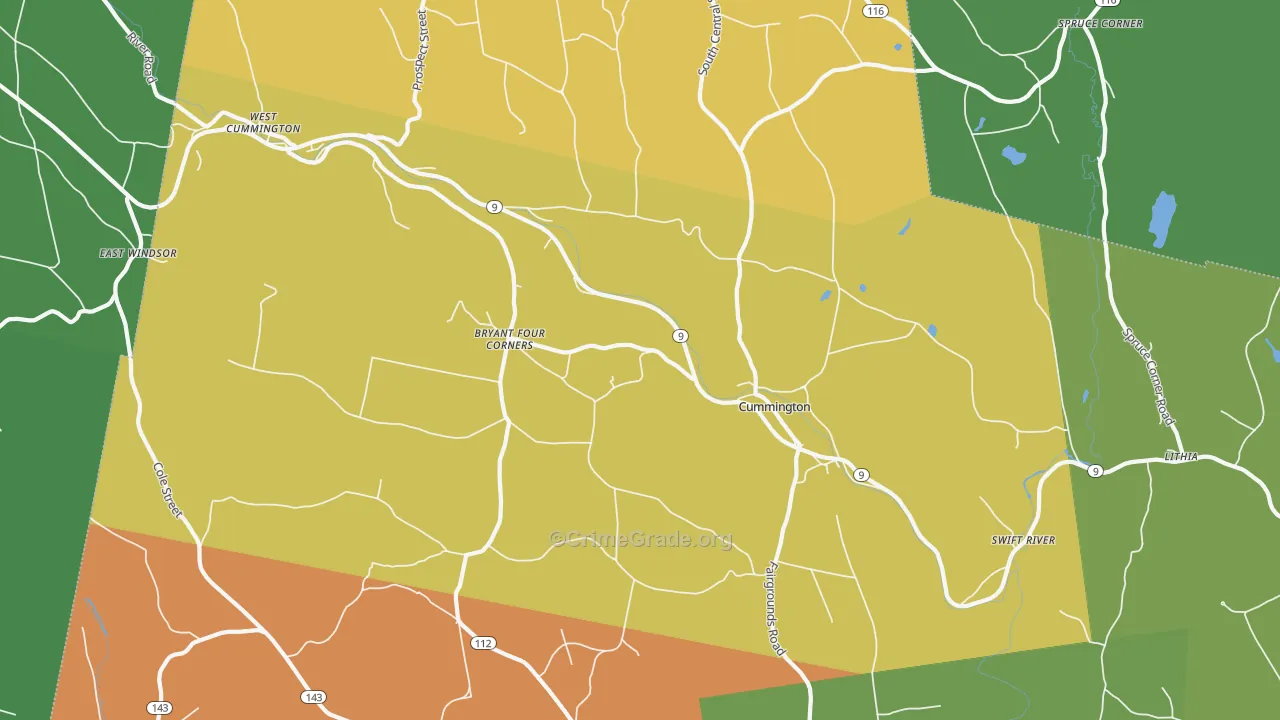 Cummington, MA Map of Drug-Related Crime Rates
