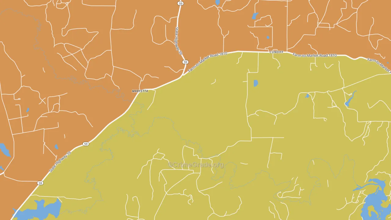 Cundiff, TX Map of Drug-Related Crime Rates