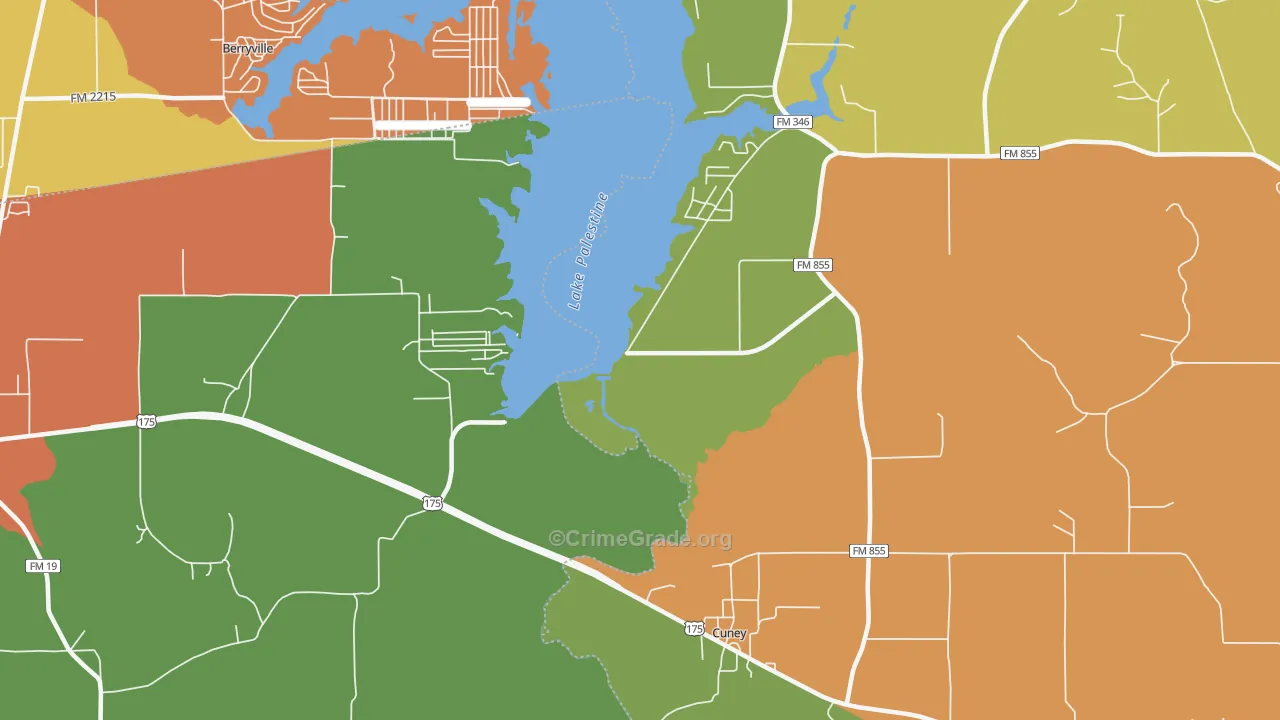 Cuney, TX Map of Drug-Related Crime Rates