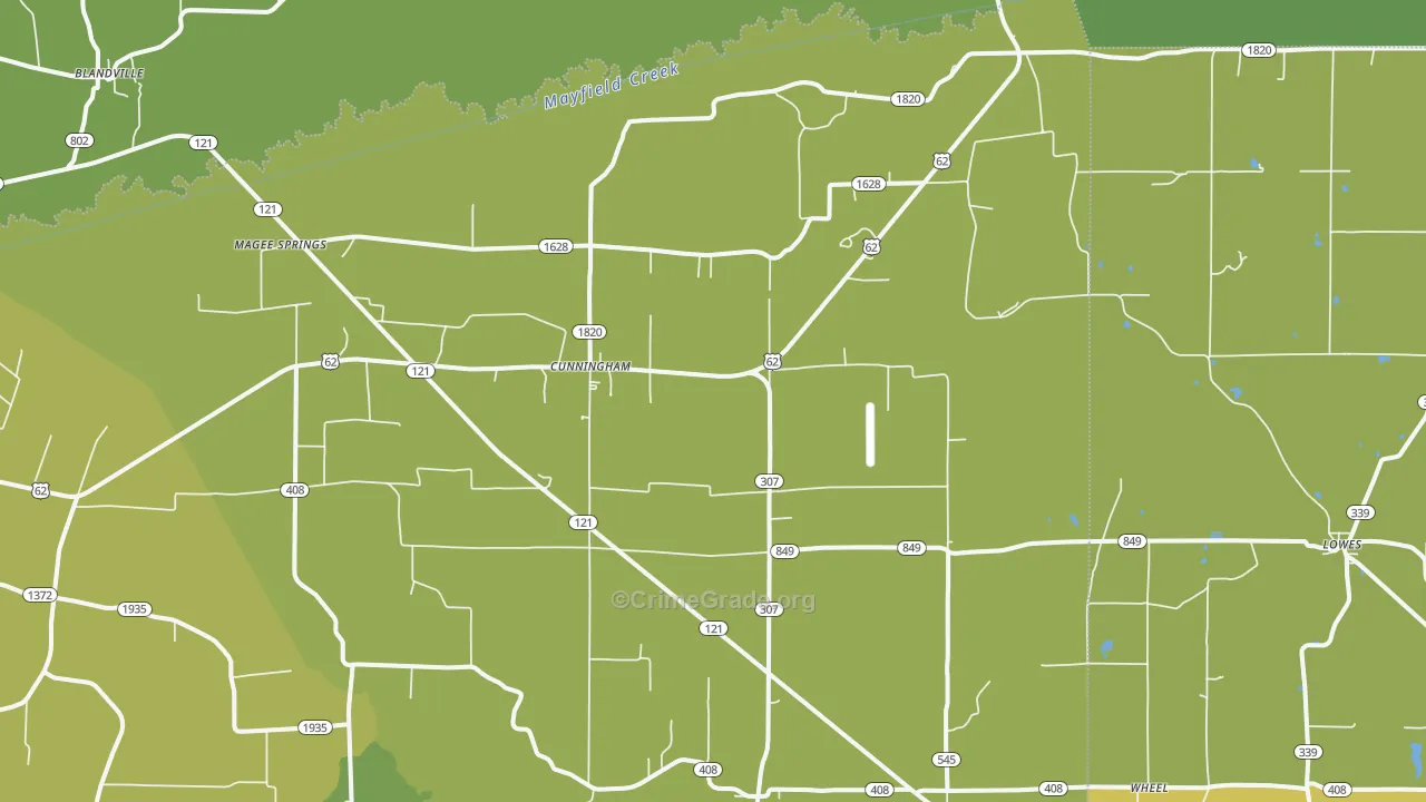 Cunningham, KY Map of Drug-Related Crime Rates