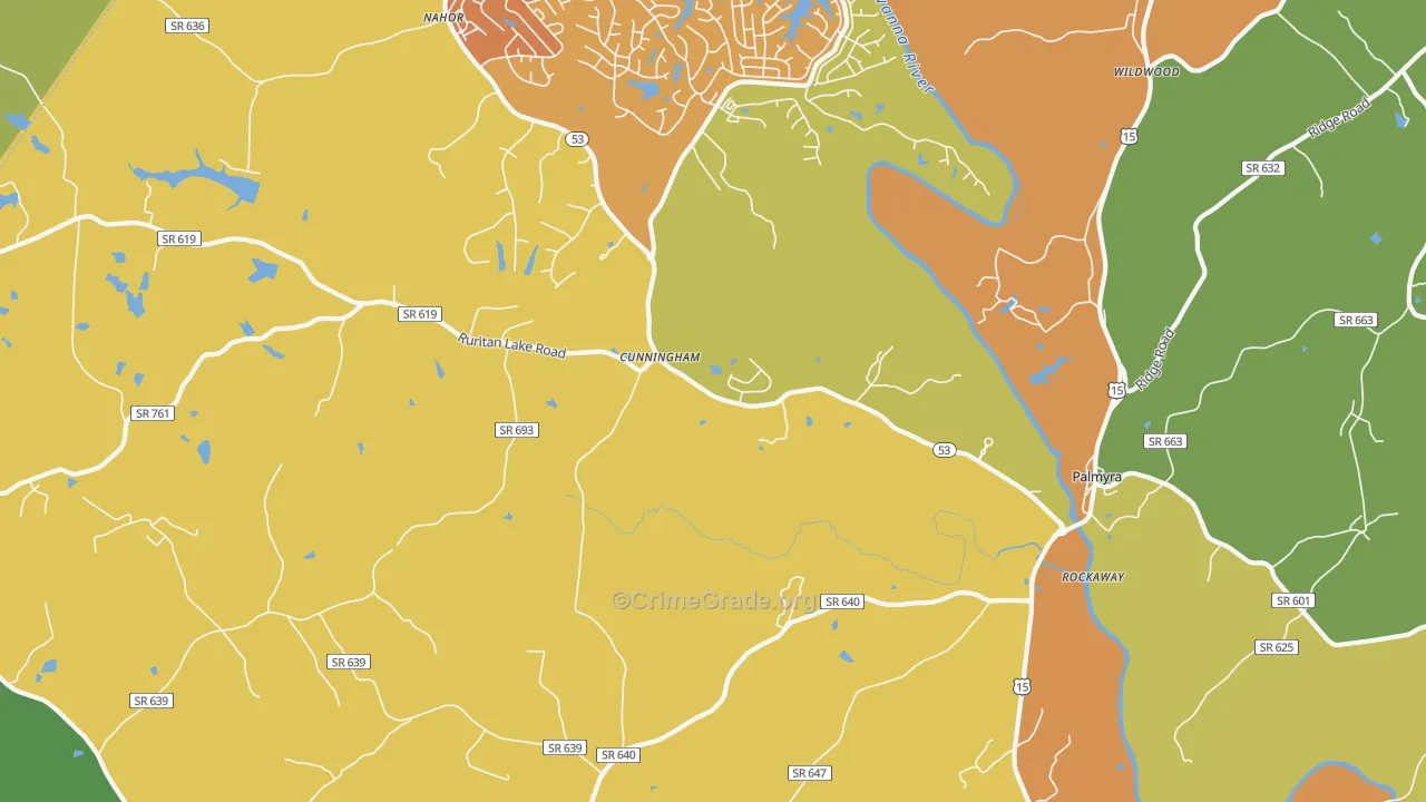 Cunningham, VA Map of Drug-Related Crime Rates